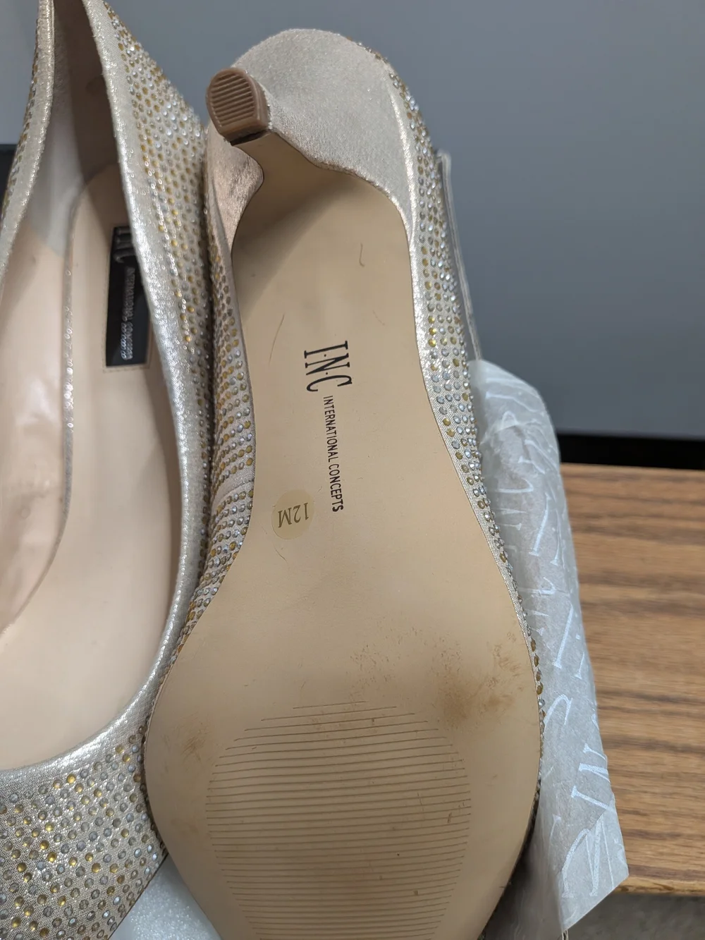 INC International Concepts Ivory Crystal-Embellished Low Heel Pumps